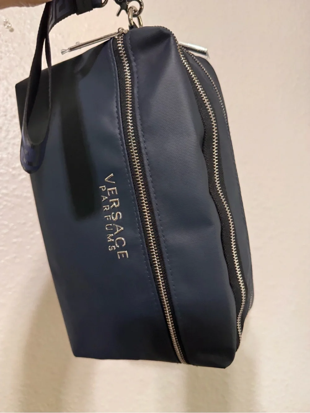 Versace Navy and Blush Pink Cosmetic Pouch Duo